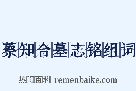 蔡知合墓志铭组词是什么意思的图片